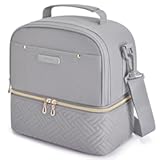 TOURIT Lunch Bag Women Double Deck Lunch Box Insulated Lunch Cooler for Women Men Work&comma; Gray