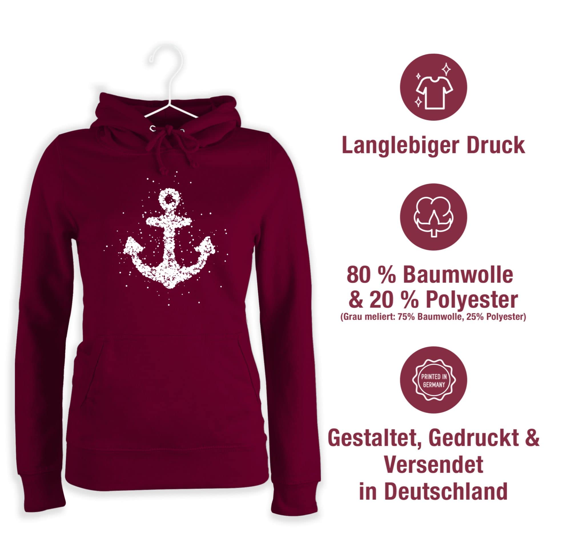 Shirtracer - Pullover Damen Hoodie Frauen - Kunst - Anker Matrosen Nordsee Maritime Ostsee Ankerliebe