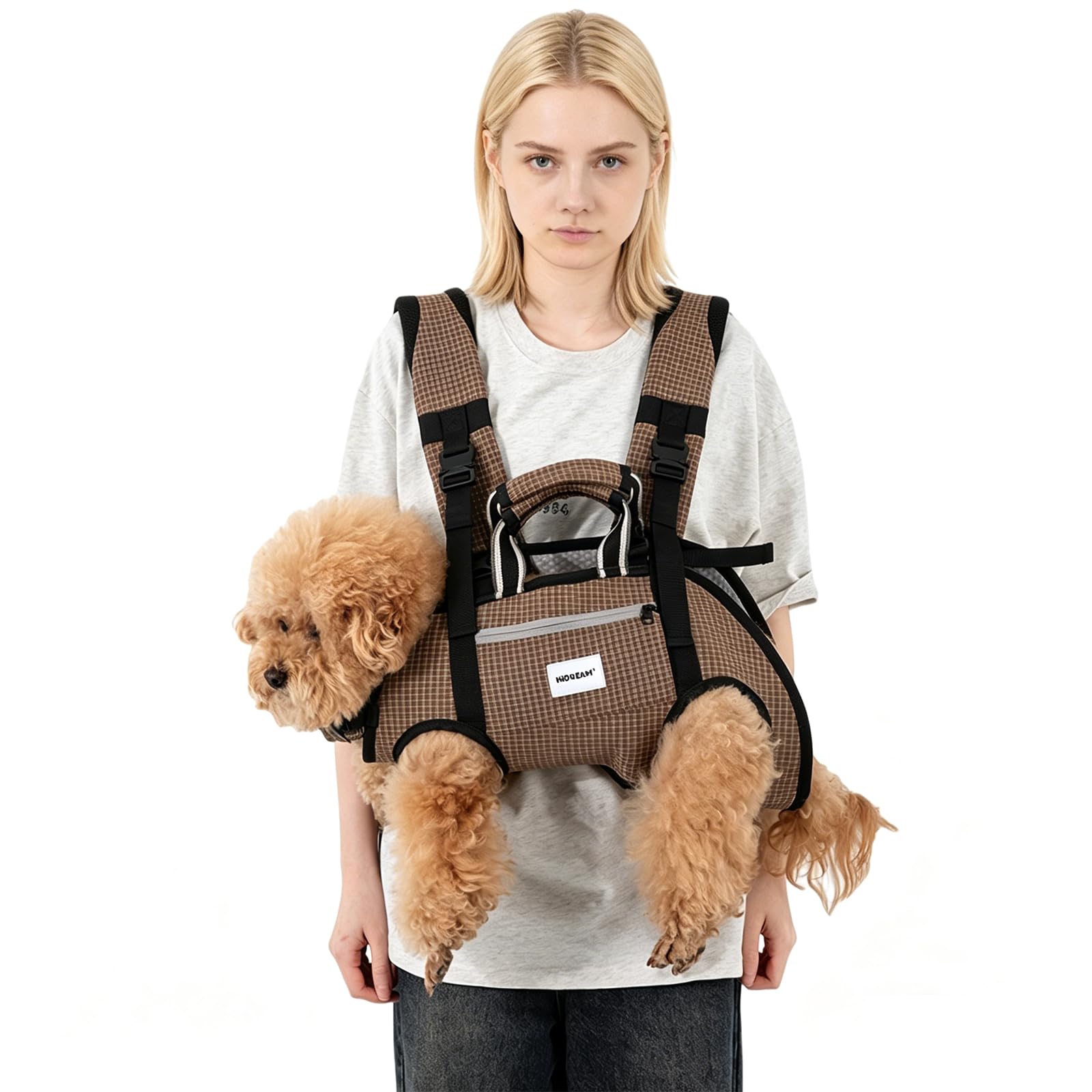 Zaino per cani, traspirante, in seta ghiacciata, con cinghie posteriori regolabili, design orizzontale multi-trasporto e supporto ergonomico per la colonna vertebrale, adatto per animali
