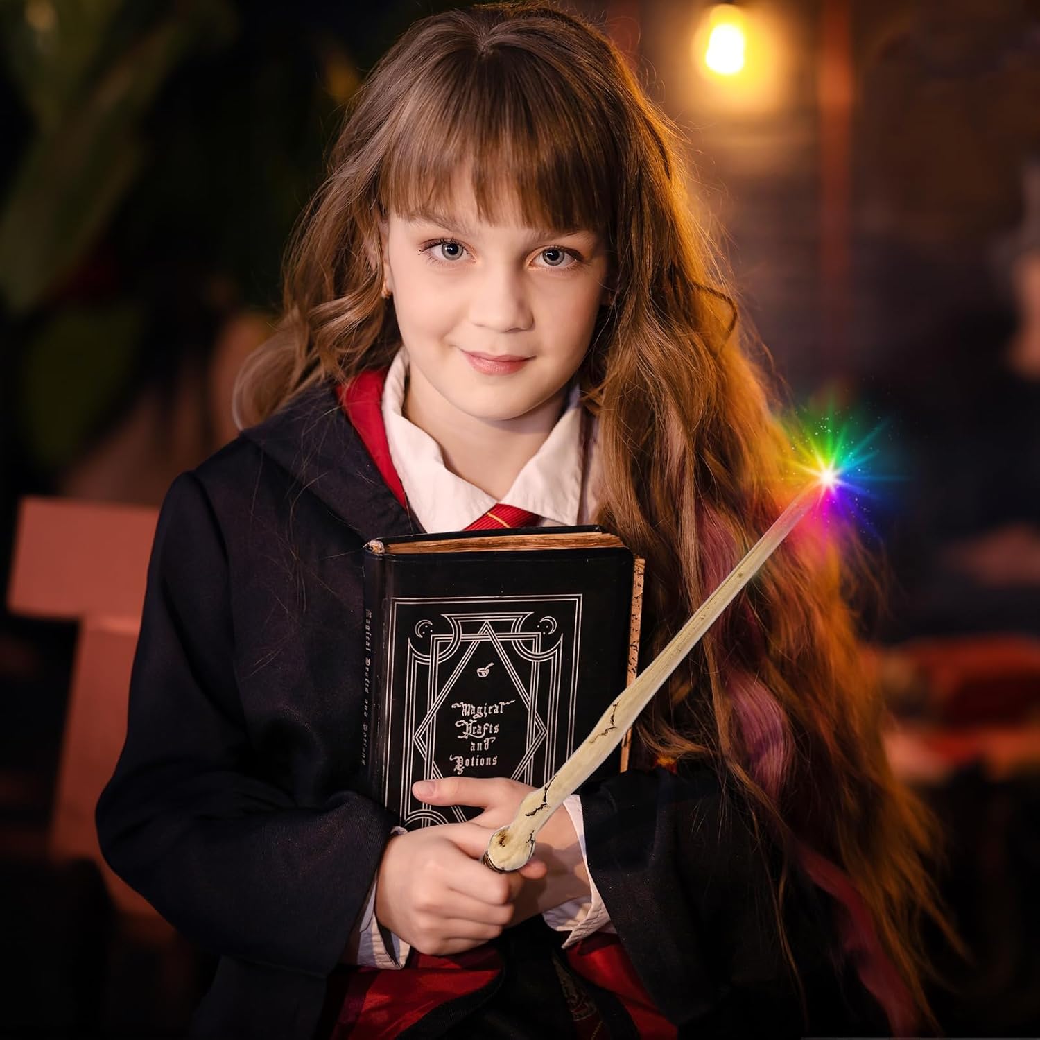 ShinySong Rechargeable Light Up Wizard Wand with Gradient Lighting, Illuminating Magic Witch Wands for Kids Christmas Cosplay Party, Bone