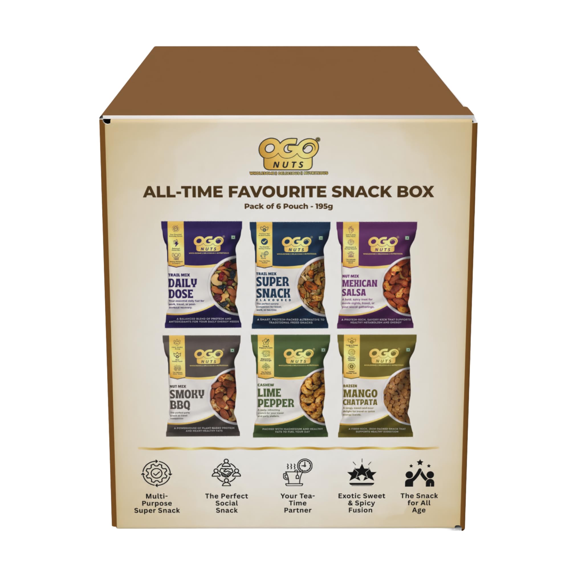 Ogonuts All-Time Favourite Snack Box | Pack of 6 Pouch | Assorted Nut and Trail Mix Snacks-image-22