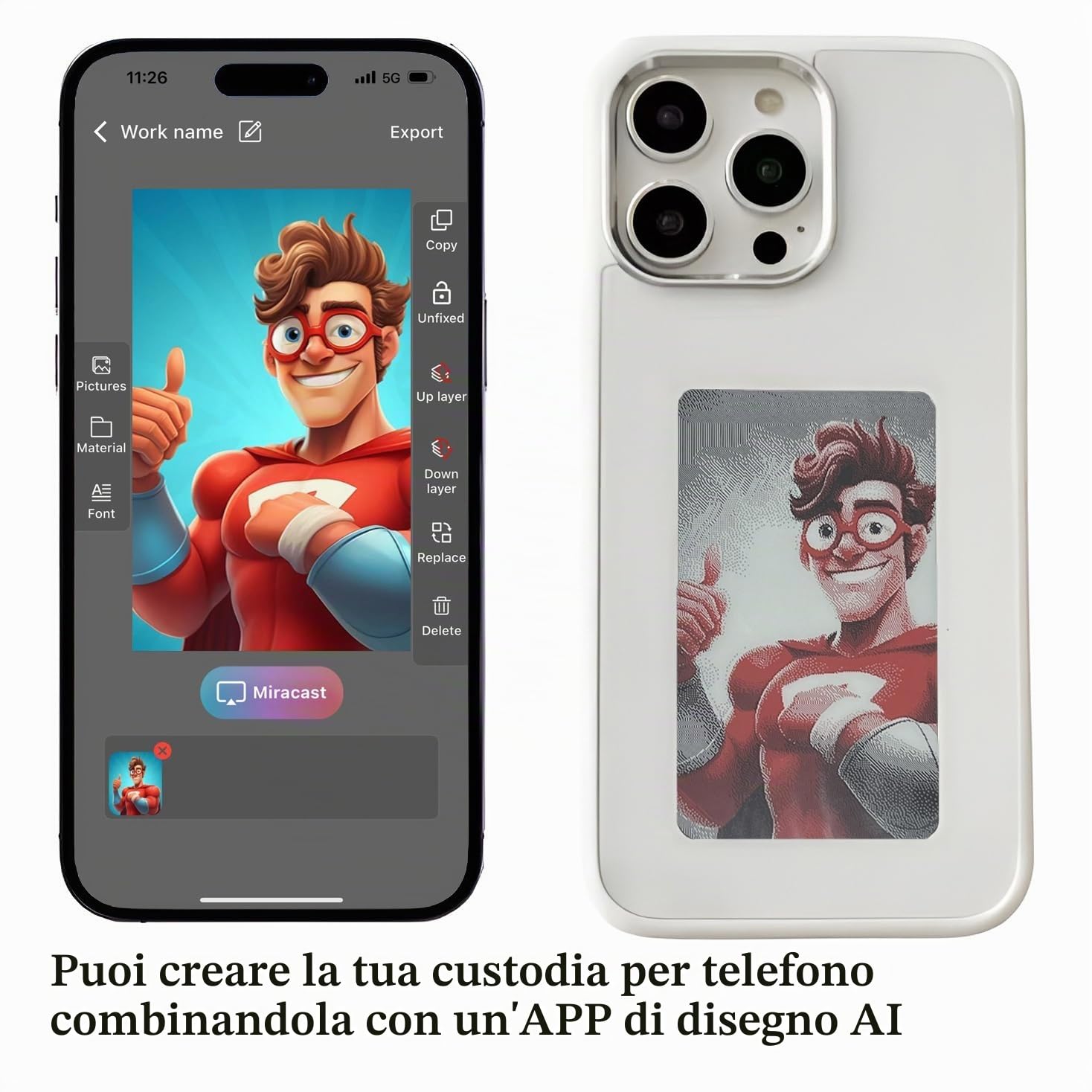 Custodia per telefono con proiezione posteriore intelligente, custodia per telefono E-Ink personalizzabile per visualizzare istantaneamente le foto sullo schermo dell'inchiostro, cover posteriore