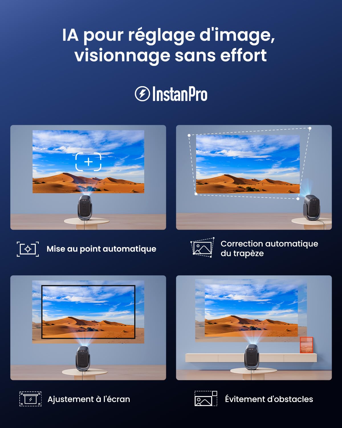 Dangbei N2 Mini Vidéoprojecteur Portable, 200 ISO Lumen Projecteur Vidéo 1080P Natif avec Officiel Netflix, Projecteur Exterieur/Home Cinéma, Rotation à 190°,Auto Keystone/Focus, WiFi, Bluetooth