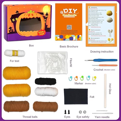 Miniatura 3 de Wu Tong Jia Kit de ganchillo para principiantes, Halloween, calabaza, animales, bolsa de caramelos, juego de ganchillo, regalo de bricolaje para