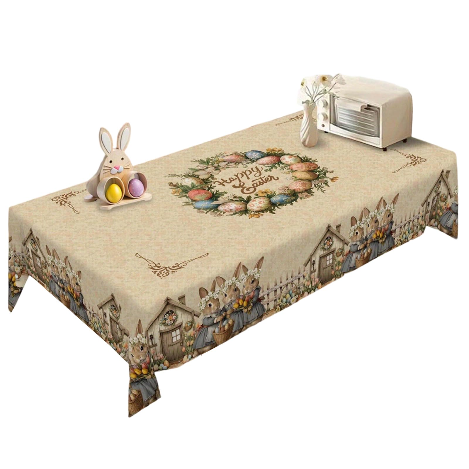 Jazuaiao Easters Festival Velvets Tablecloth for Holiday Decorations for Family Gatherings and Celebration Easters Tablecloth