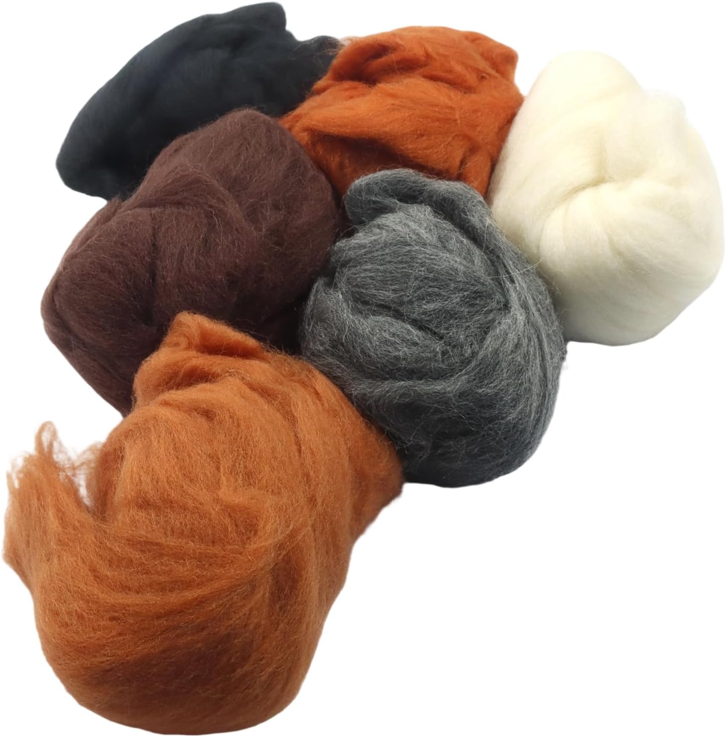 Needle Felting Wool Set, 8 Colors, Black White Grey Brown