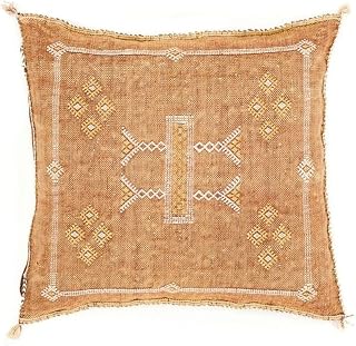 Moroccan brown cactus silk pillow, brown handmade cactus silk pillow cover, moroccan cover brown cactus silk pillow case