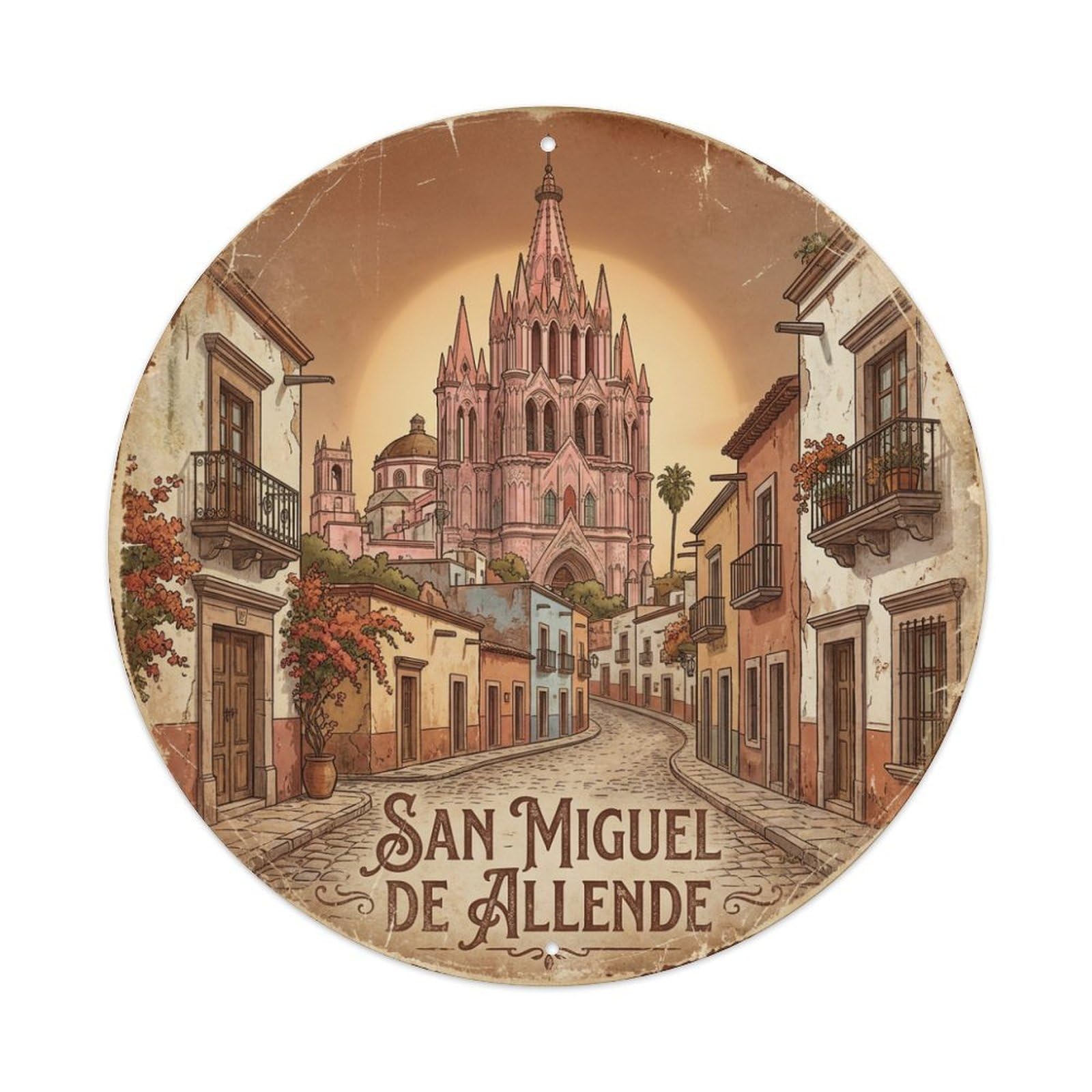 Retro Mexico Travel San Miguel De Allende Metal Tin Sign