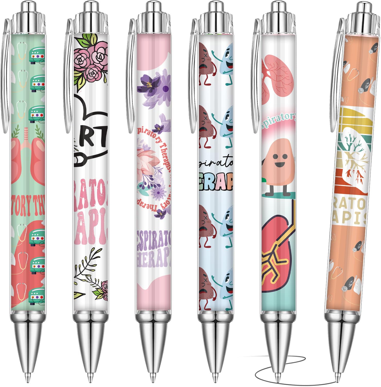 36Pcs Respiratory Therapist Ballpoint Pens Respiratory Therapist week Gifts Set Work Motivational Supplies Retractable Black Ink Ball Point Pen Fine Favors for Nurse Teacher Students Office Essentials