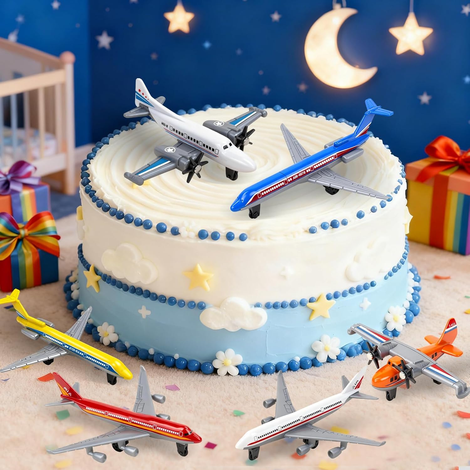 YongnKids 18 pcs Diecast Airplane Toys for Toddler, Toy Airplane Set Models Incl Airlines,Glider for Boy Kids 3+ Year, for Kids Birthday Party Favors Stocking Stuffers Cake Toppers