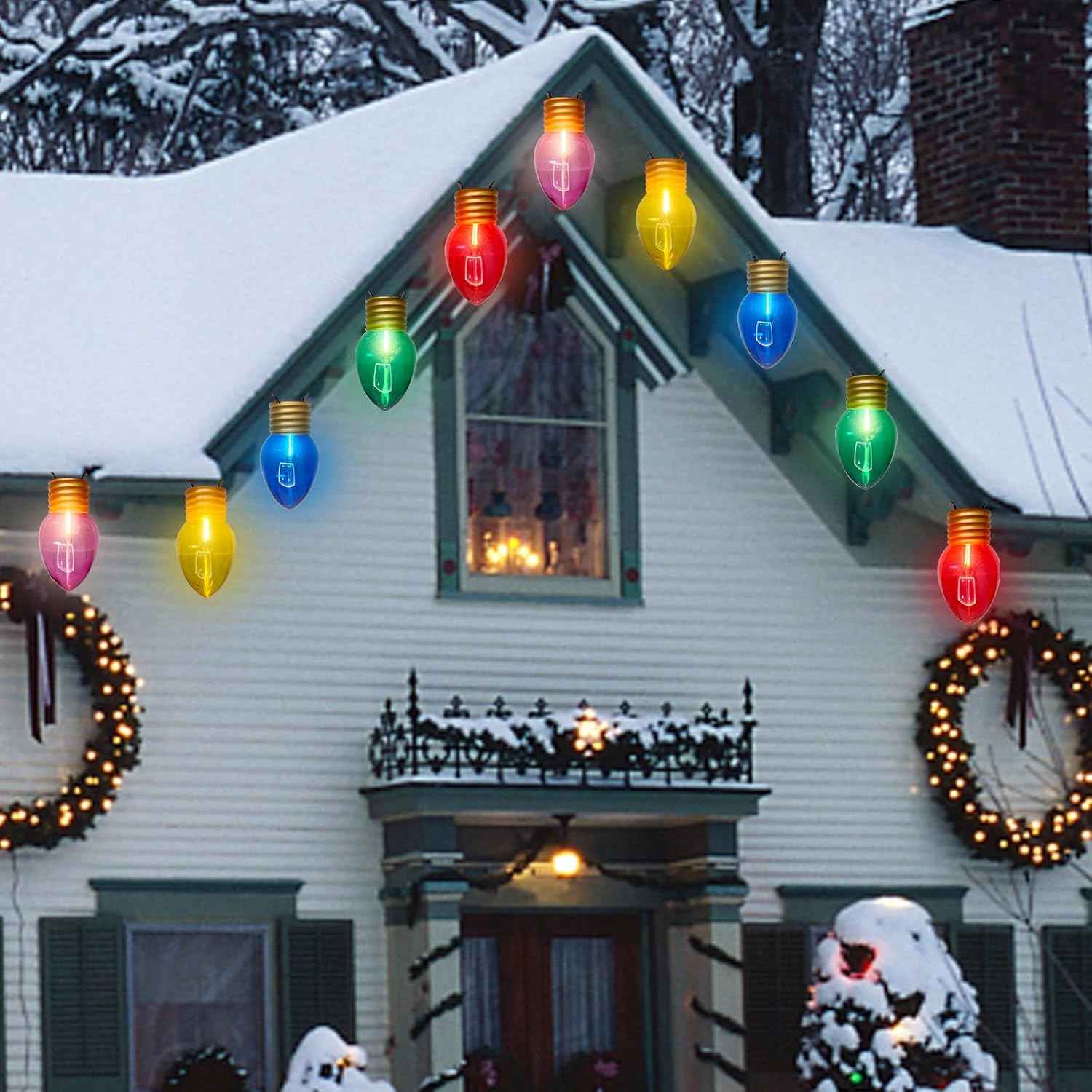 Abeja Vintage Jumbo Christmas Lights, 16FT Jumbo Xmas String Lights with 10 Colorful LED Bulbs, C7 Christmas Multicolor Light for Home Tree Roof Yard Holiday Garden, Multicolor