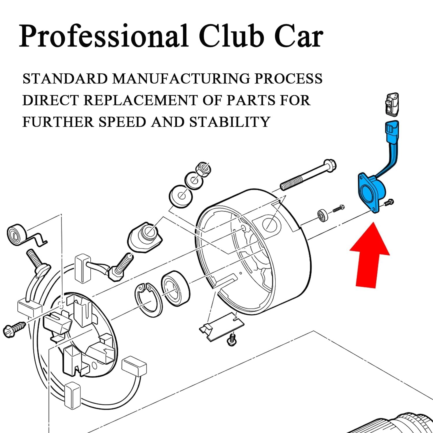 10L0L Golf Cart Speed Sensor, Speeded-up 10 km/h IQ High Speed Motor Magnet Club Car DS/Precedent 48 V Elektrische Golfwagen Speed Sensor