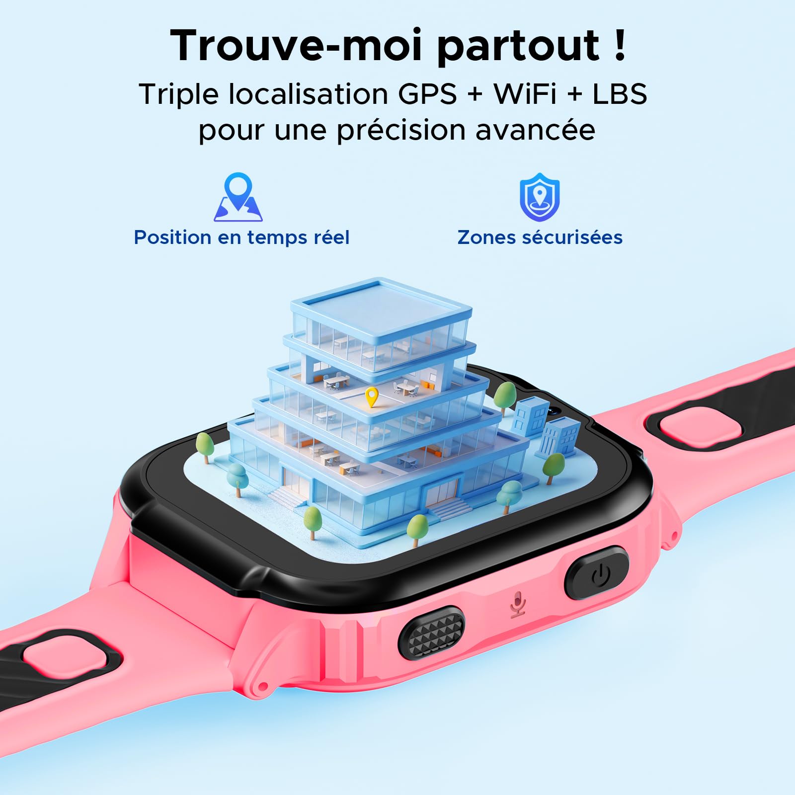 ANYSCENES1 Montre Connectée Enfant 4G avec GPS, Appels Vidéo, Chat Vocal, SOS, 800mAh Batterie, IPX7 Étanche, Podomètre, Mode École et Podomètre, Montre Enfant avec Écran HD 1,83''