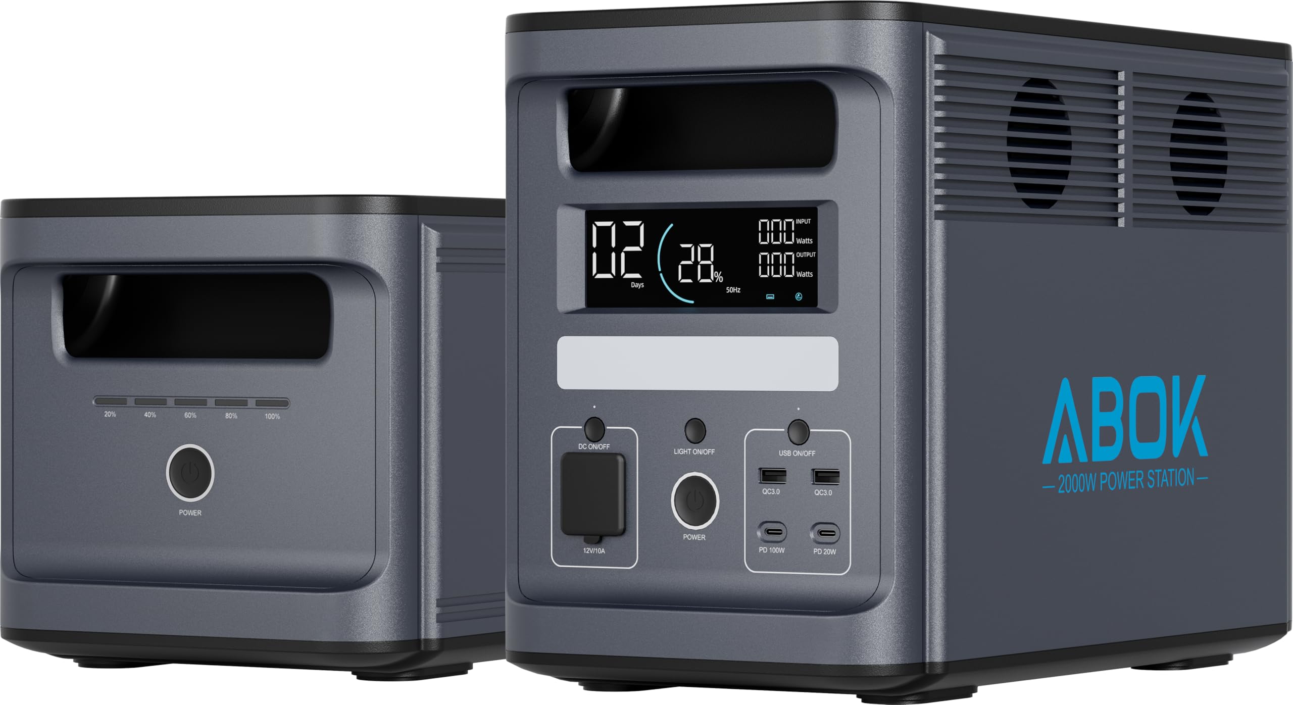 3072Wh 1536Wh x 2 ABOK Ark2000 Portable Power Station with Extra Battery LiFePO4 Expandable to 4 6kWh 2