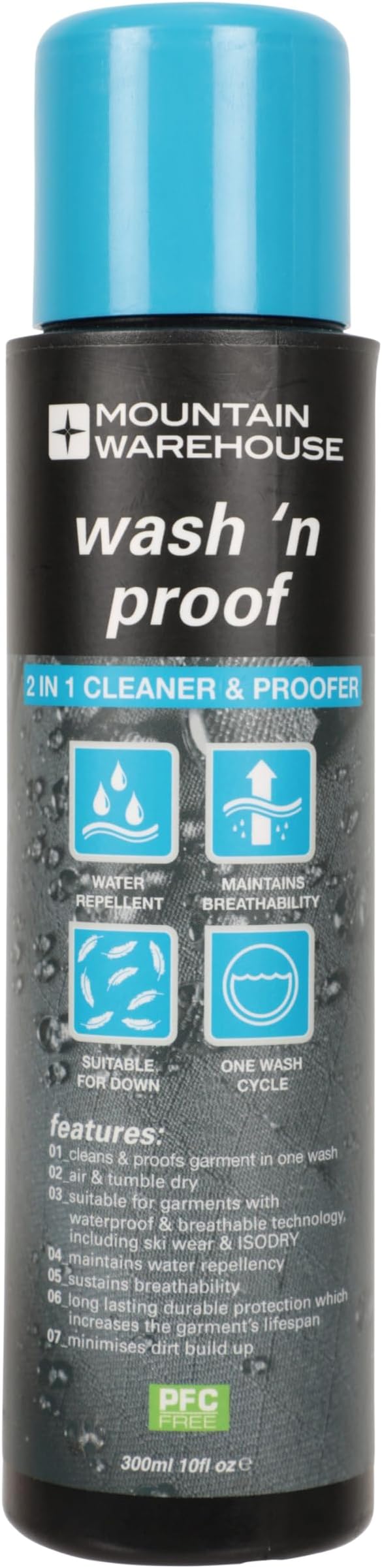 Mountain Warehouse Wash N Proof 300ml -Breathable & Water Repellent Proofer Solution - For Jackets, Down, Hiking & Trekking Gear