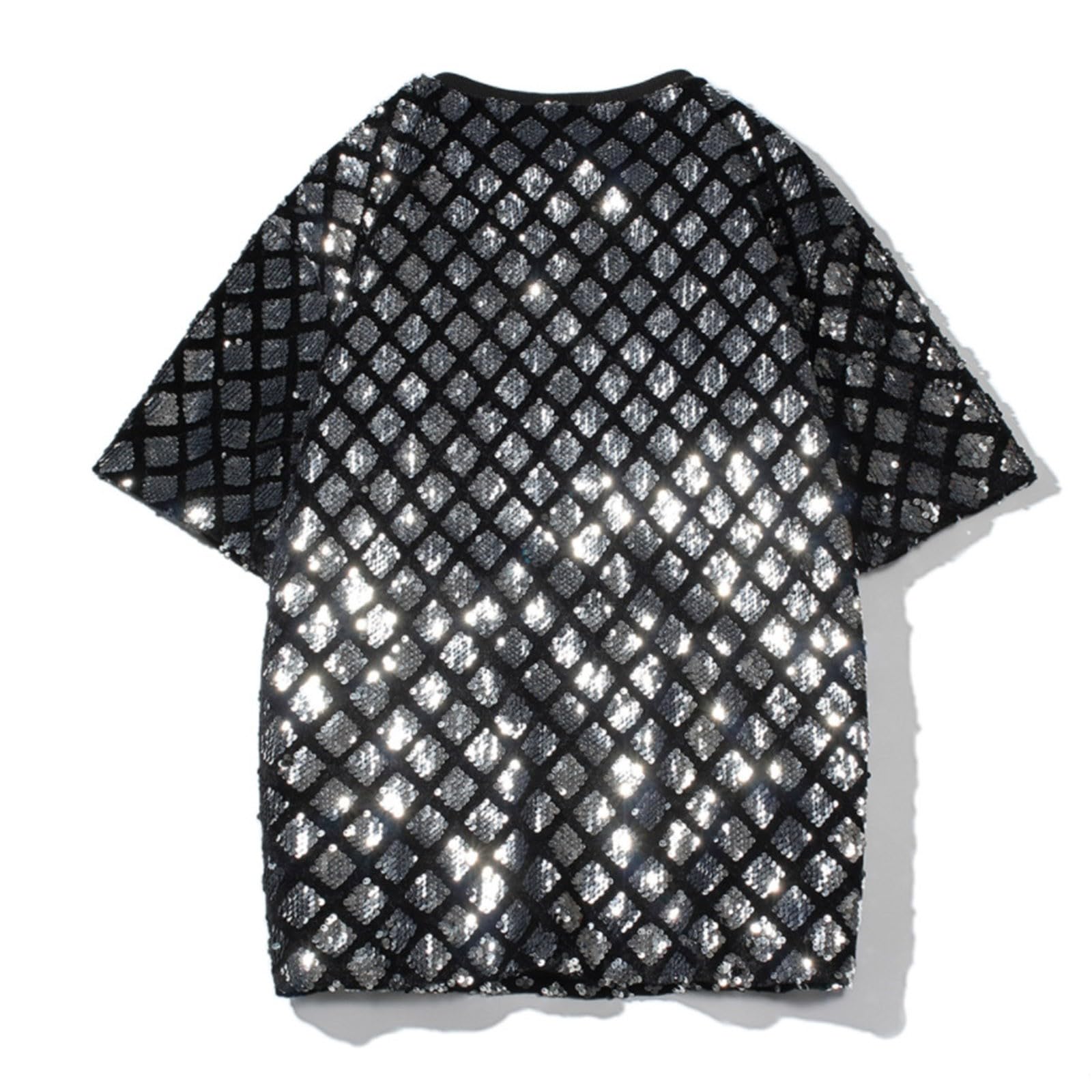Camiseta genérica de manga corta para hombre, ropa de rendimiento con película de perlas brillantes doradas, ideal para un estilo deportivo y elegante