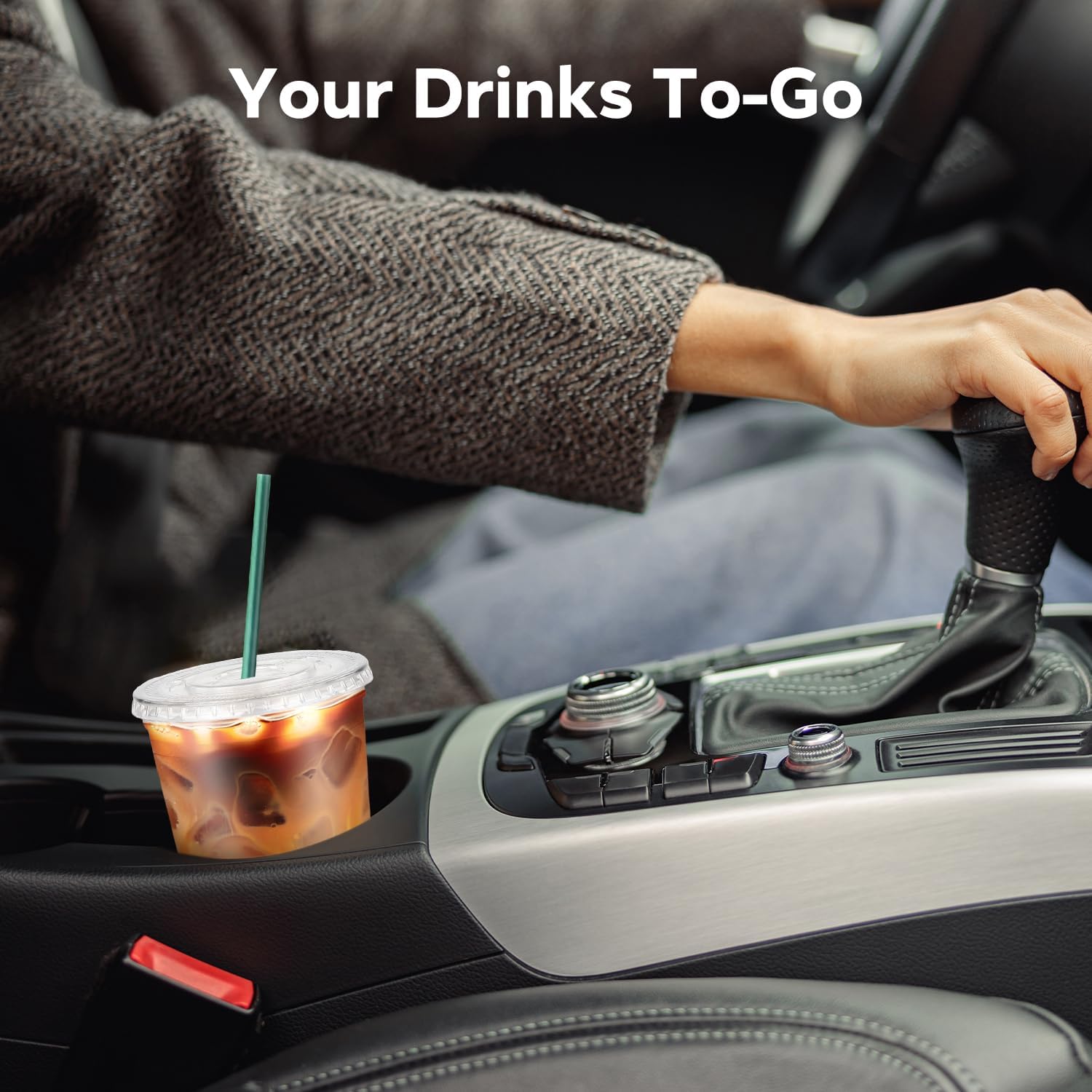 50PCS 12 oz Clear Plastic Cups with Lids and Dark Green Straws, Round Bottom Disposable To Go iced Coffee Cups, Small Bubble Tea Smoothie Cups for Drink Shops, Picnic, Valentine's Day, Party - Image 6