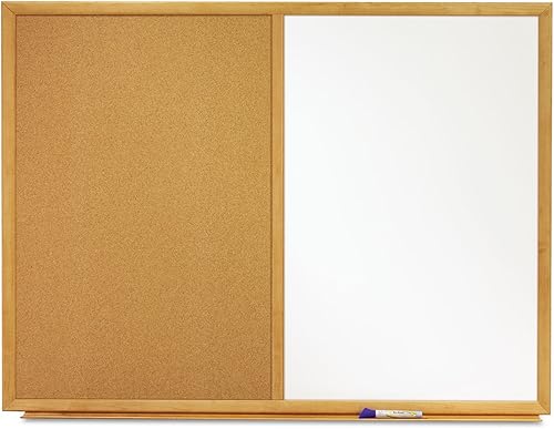 Quartet S553 Tablero de corcho de borrado en seco, 3 pies x 2 pies, marco de roble