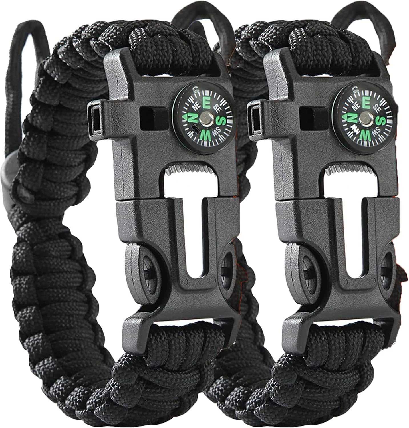 2 Pack Adjustable Paracord Bracelets Kit Ourtdoor Survival Bracelets