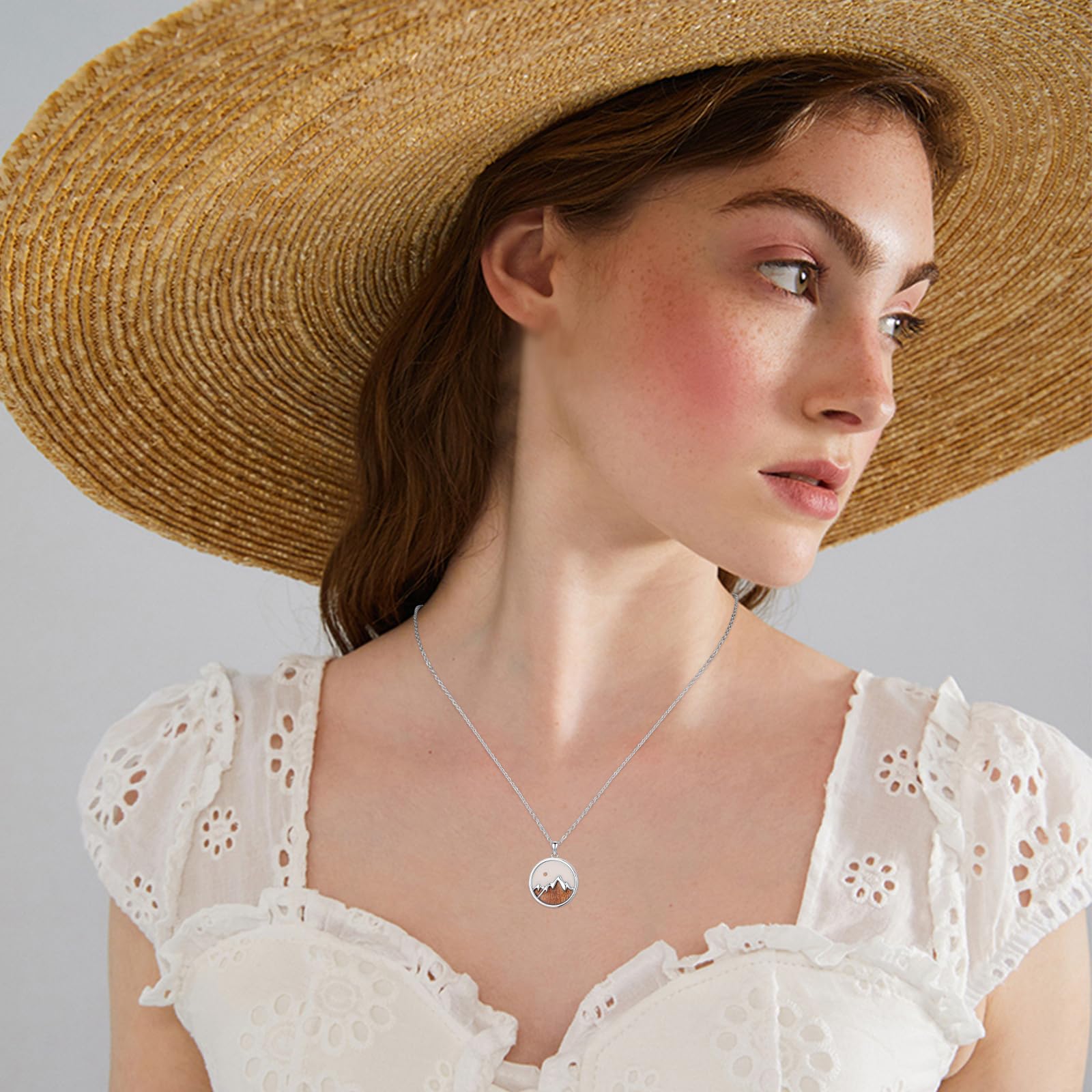 Bergkette für Damen, 925er Sterlingsilber, Senfkorn-Berganhänger, Halskette, christlicher Schmuck, Geschenk für Frauen