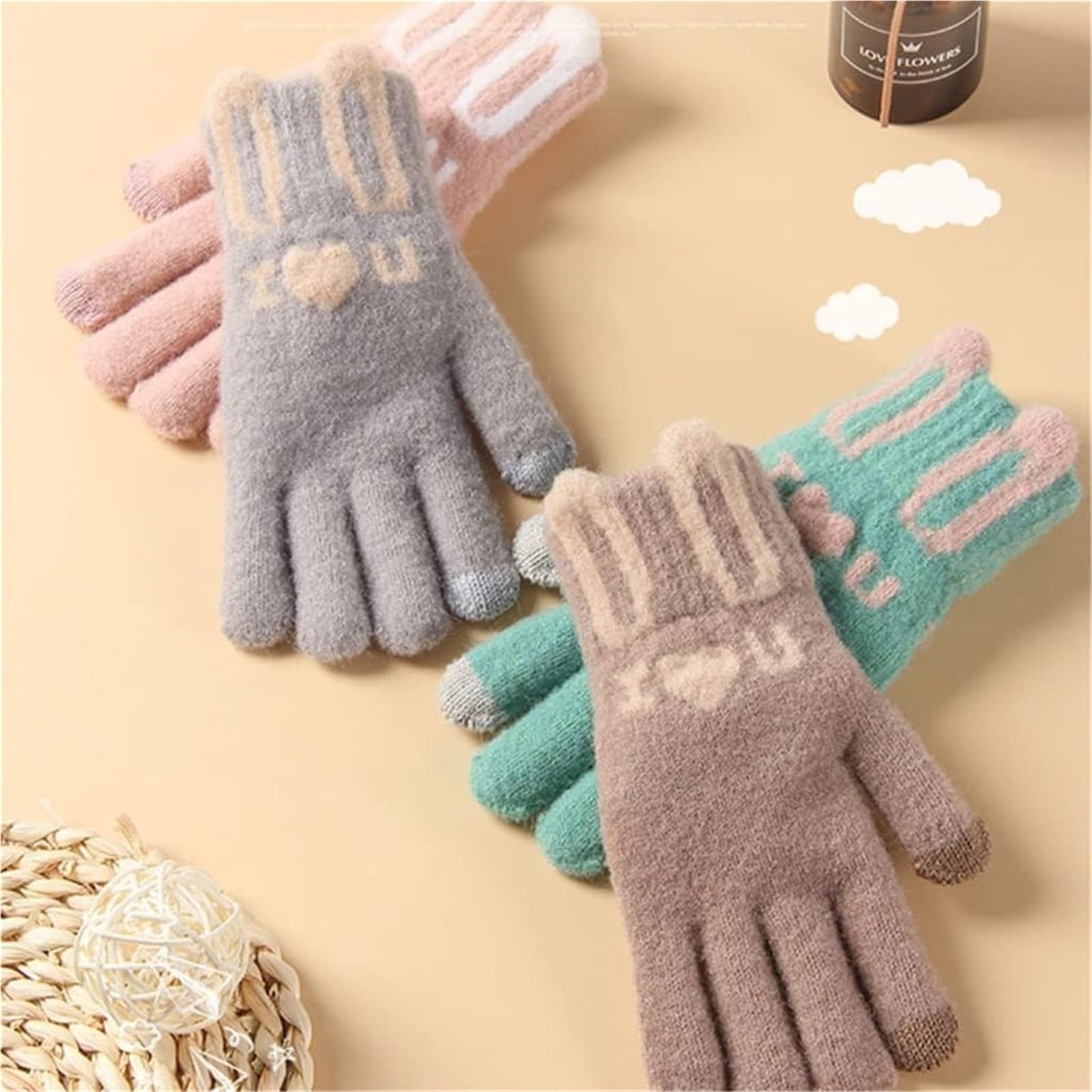 Guantes Running Guantes Cálidos De Punto De Invierno For Bicicleta Deportiva, Guantes Con Pantalla Táctil De Cinco Dedos Guantes Deporte Hombre