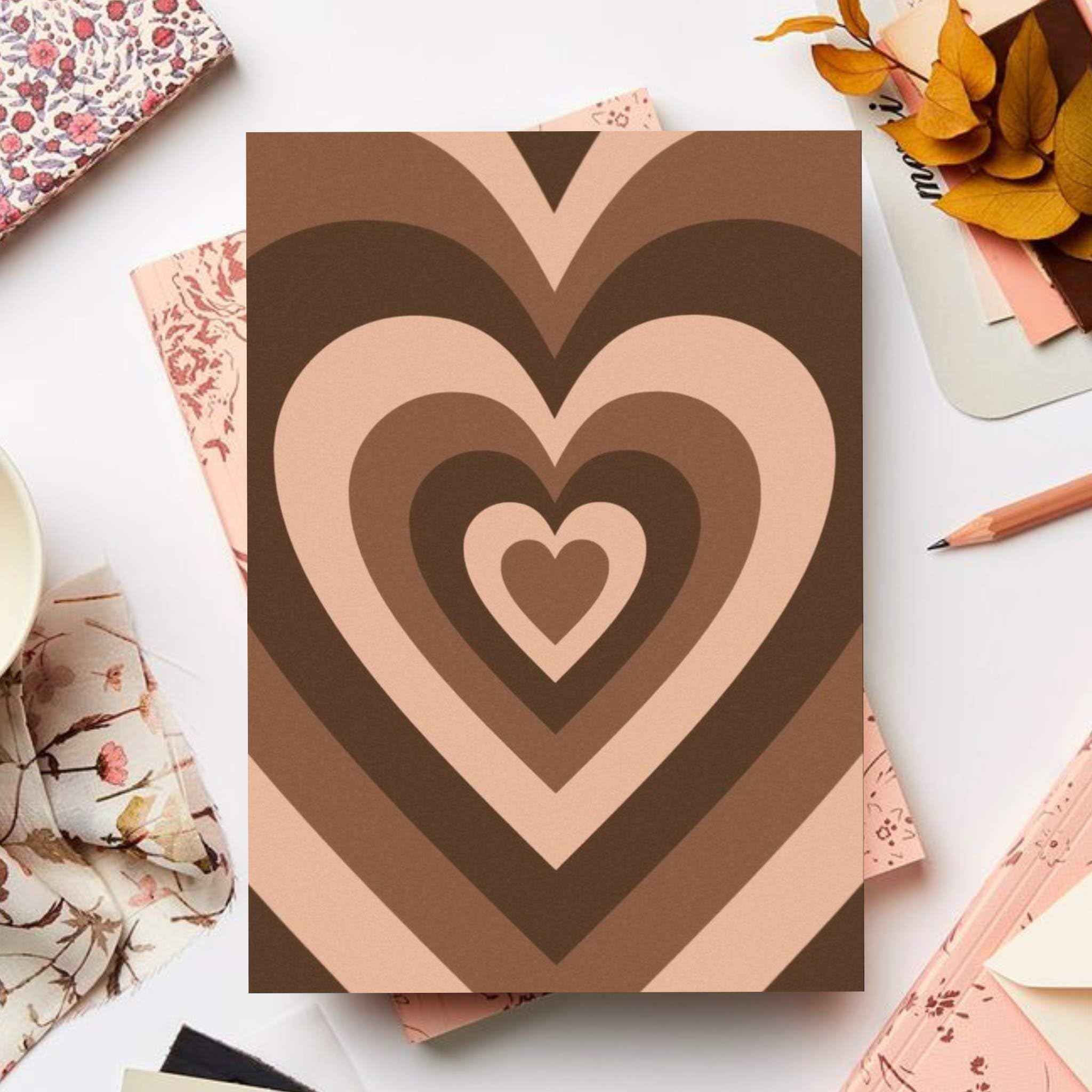 A5 brown aesthetic heart handmade Journal notebook - PLAIN pages - 60 pages - Journal, Diary, Gift - 100 GSM