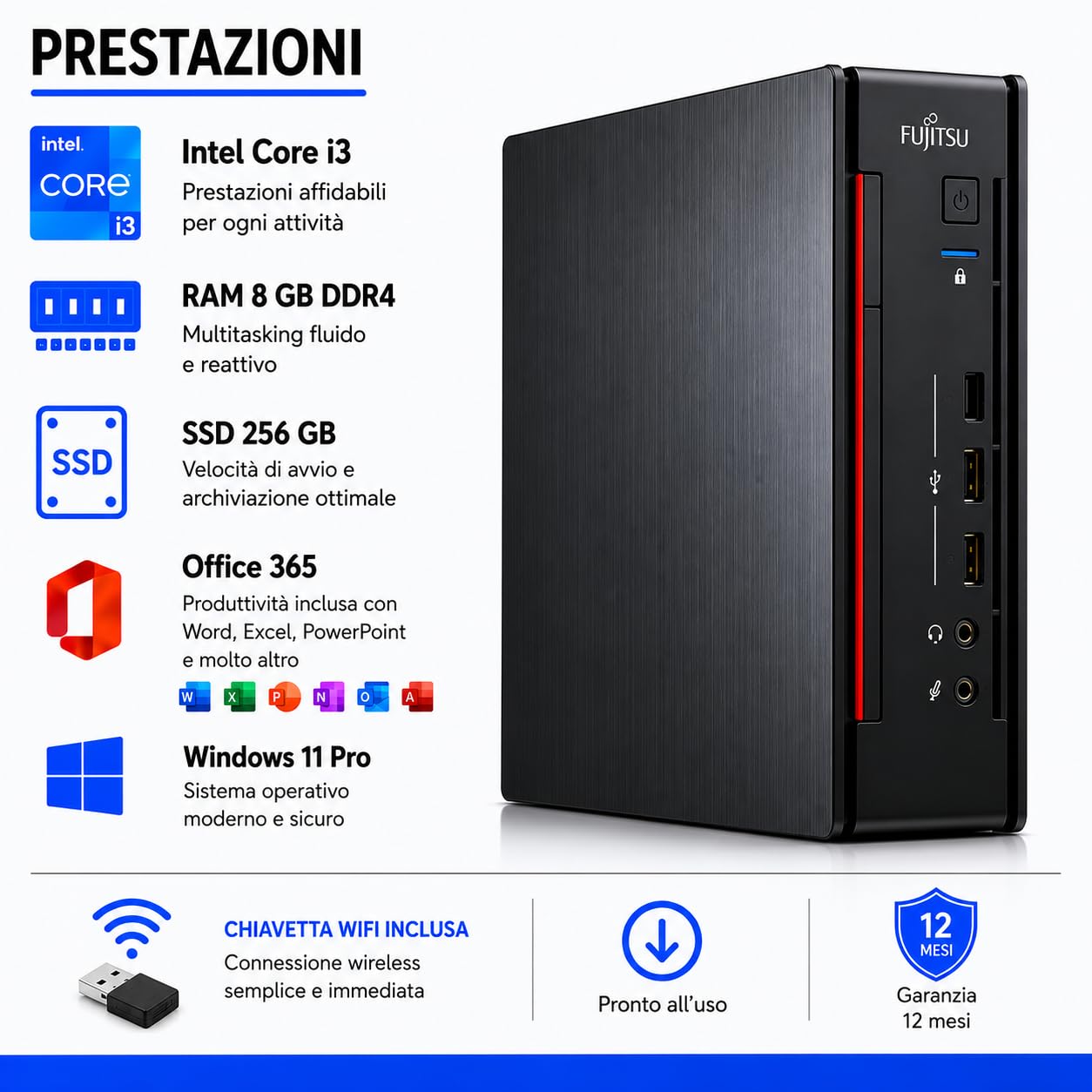 Fujitsu Esprimo Q Mini PC • Intel Core i3 6100T • 8GB RAM • 256 GB