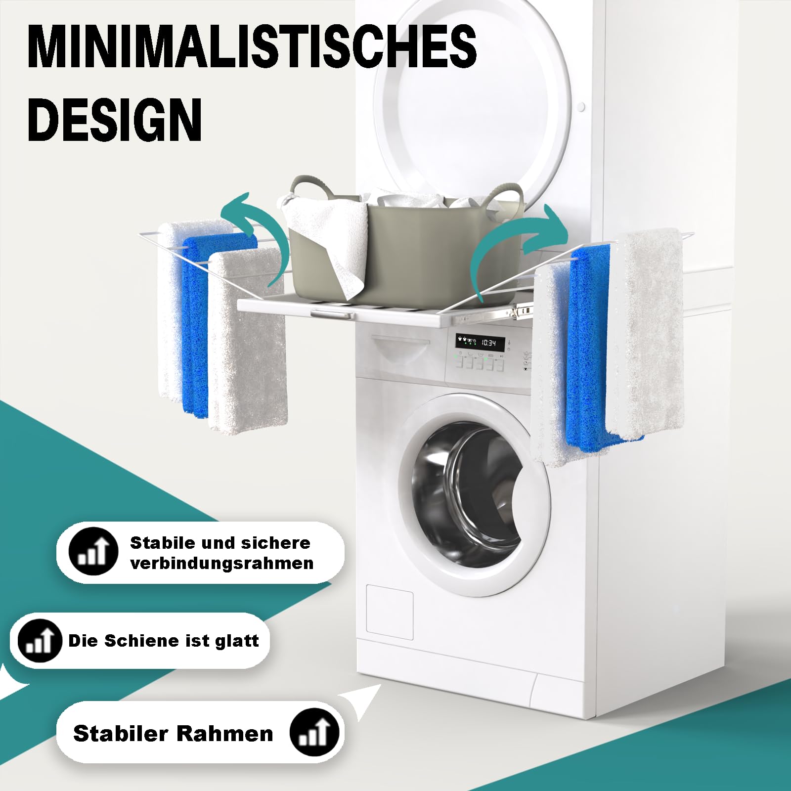 Zwischenbaurahmen Trockner Waschmaschine Stahl 47-60 CM Verbindungsrahmen Universal Waschmaschinen und Trockner Ubereinander mit Ablage Stacking Kit