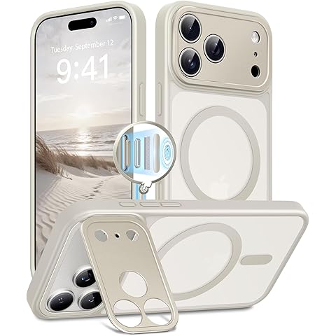 GolbinBox for iPhone 17 Pro Max Case with Stand,Compatible with MagSafe,[Camera Control][Military Drop Protection] Shockproof Slim Translucent Matte Phone Cover for iPhone 17 Pro Max 6.9