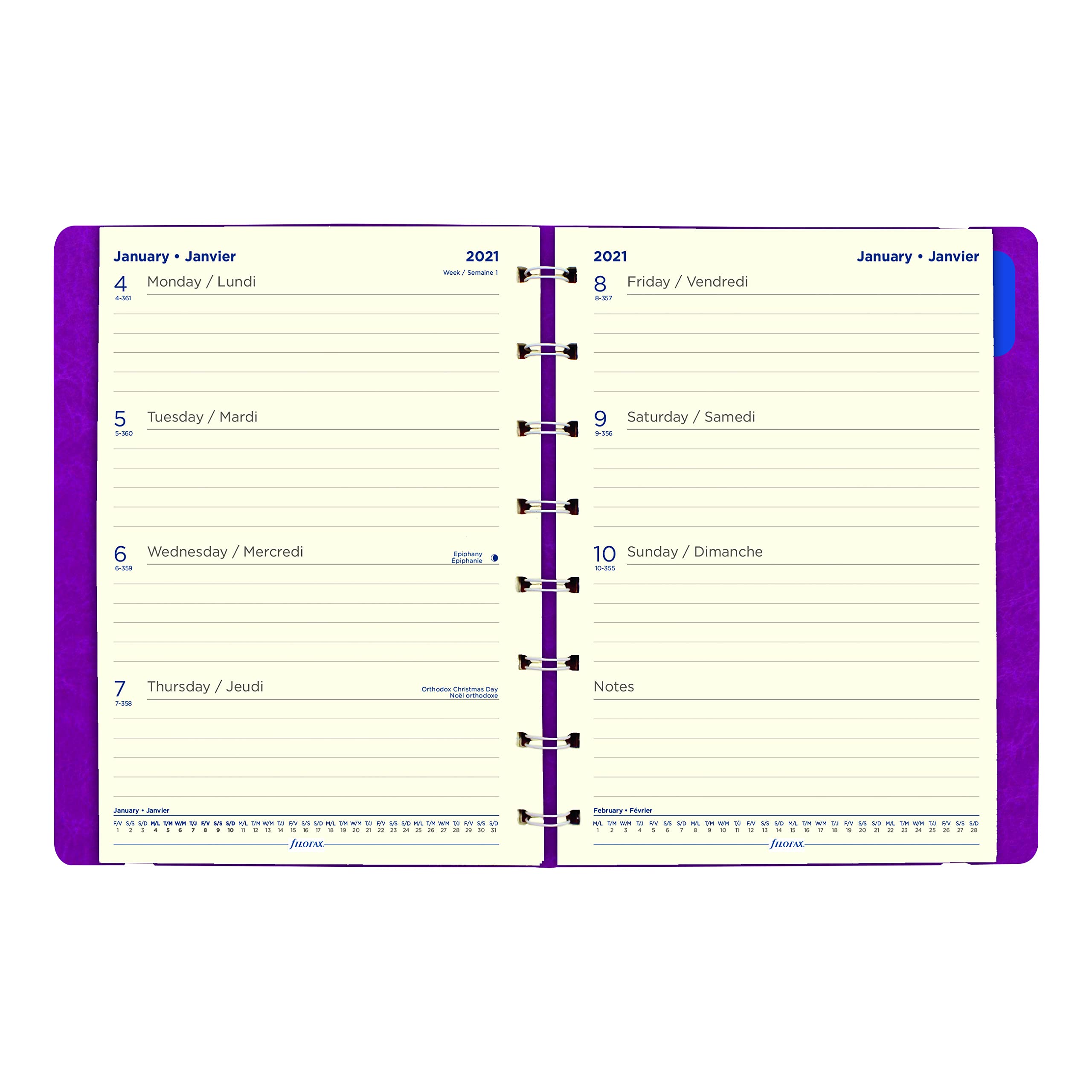 Filofax Wochenplaner, 12 Monate, Januar bis Dezember 2022, Doppeldrahtbindung, zweisprachig, 21 x 14,6 cm, Fuchsia (C1851403-22)