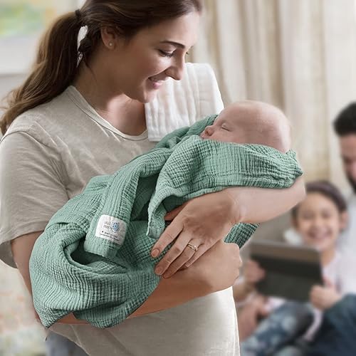 Miniatura 6 de Lulu moon Manta de muselina para cuna para bebé y niño pequeño, 47 x 47 pulgadas (hoja de loto)