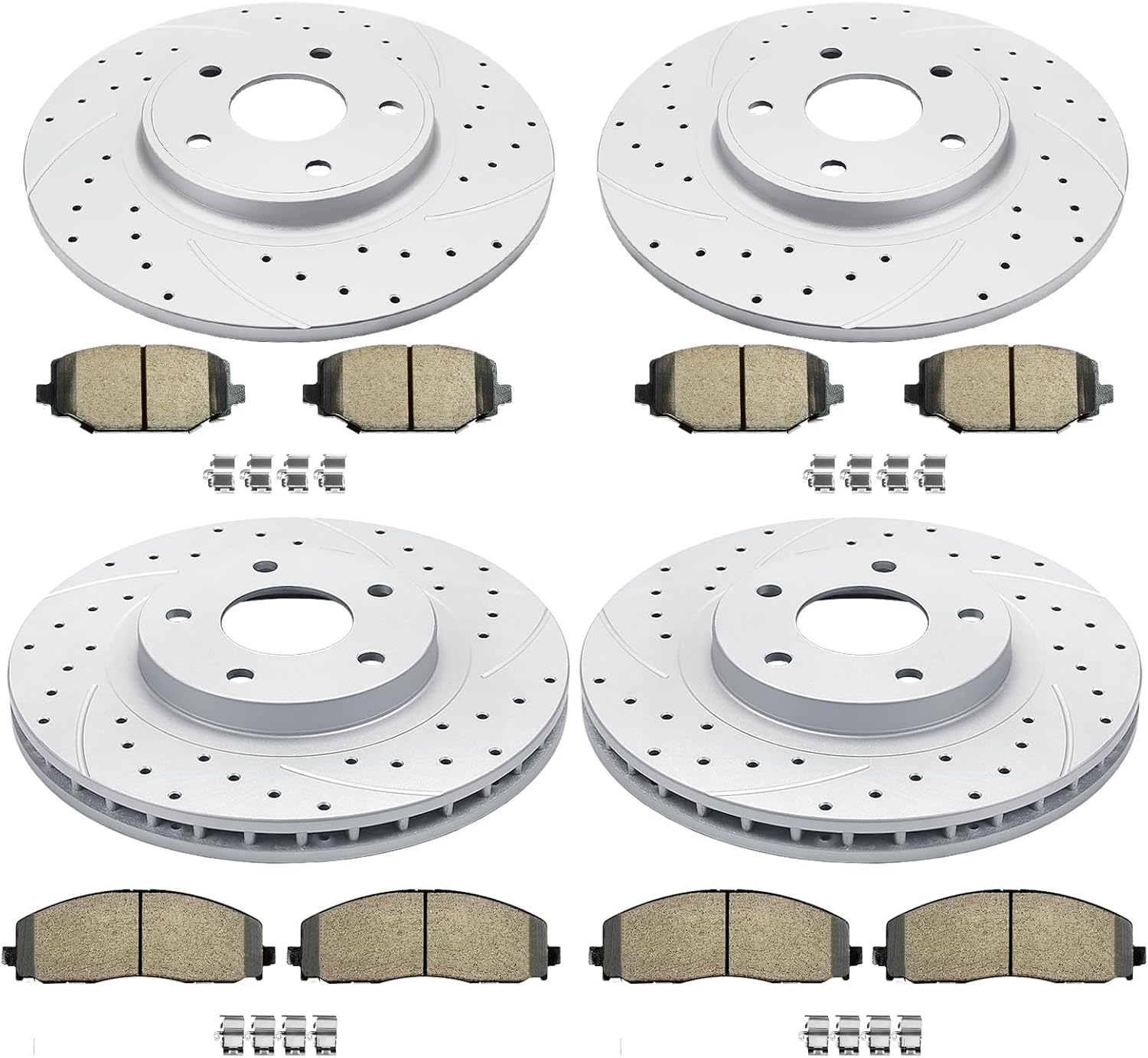 Acinoparts Brake Kit Replacement for Chrysler Town & Country Dodge Grand Caravan Journey Ram C/V Drilled & Slotted Brakes Rotors Ceramic Brake Pads 12.99 inch Front Rotor 12.91 inch Rear Rotor