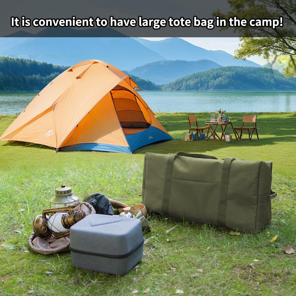 Large Military Duffle Bag Tactical Gear Load Out Bag Camping Storage Utility Tote Deployment Cargo Bag Travel Sports Equipment Duffel Luggage Bag with (Army Green, Medium 25.59"x11.81"x13.78")