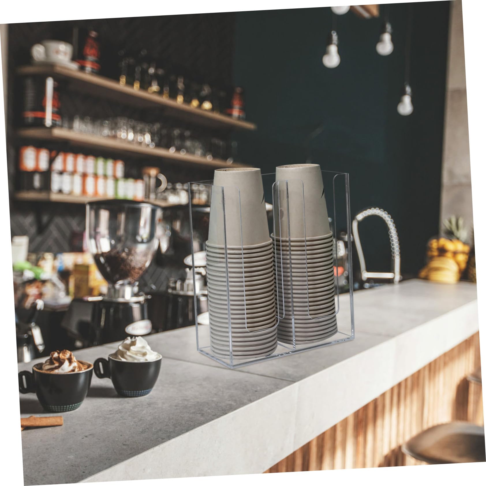 Transparenter Papierbecherspender Acryl Einwegbecherhalter für Kaffee Kioske mit Zwei Fächern Glatte Kanten und Stabile Konstruktion