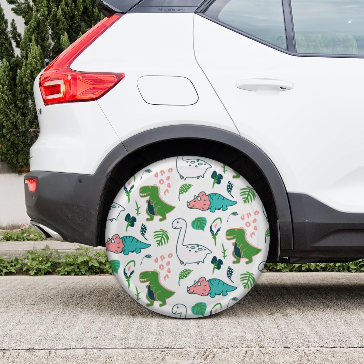 Clever Cartoon Dinosaurs Tire Covers Portable Spare Tire Cover Soft Durable Waterproof Dustproof 3 Sizes 14 15 16 Inches for Car Truck SUV Trailer Camper