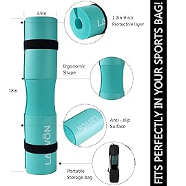 Squat Pad - Foam Barbell Pad for Squats Cushion, Lunges & Bar Padding for Hip Thrusts - Standard Weight Bar Pad - Provides Cushion to Neck and Shoulders While Training (light blue)