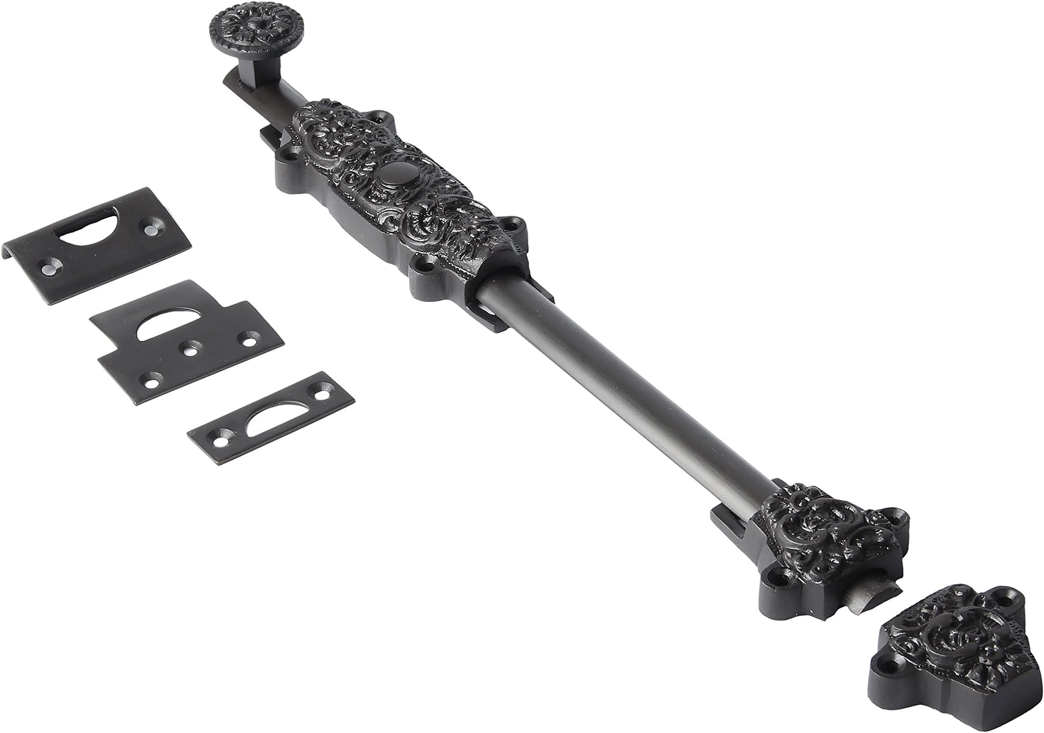 A29 Door Slide Bolt Latch, 12 X 1 1/4 Inches, Sliding Cremone Bolt Cabinet Hardware, Surface Door Lock Latch for Gates, Cabinets and Doors, Oil Rubbed Bronze