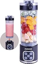 Mini-Standmixer und Smoothie-Maker, 750 ml abnehmbarer Behälter, 700W tragbarer Mixer, für Smoothies, Ice Crush, auslaufsicherer Deckel und Trinkschnabel, wiederaufladbar über USB-C, Schwarz