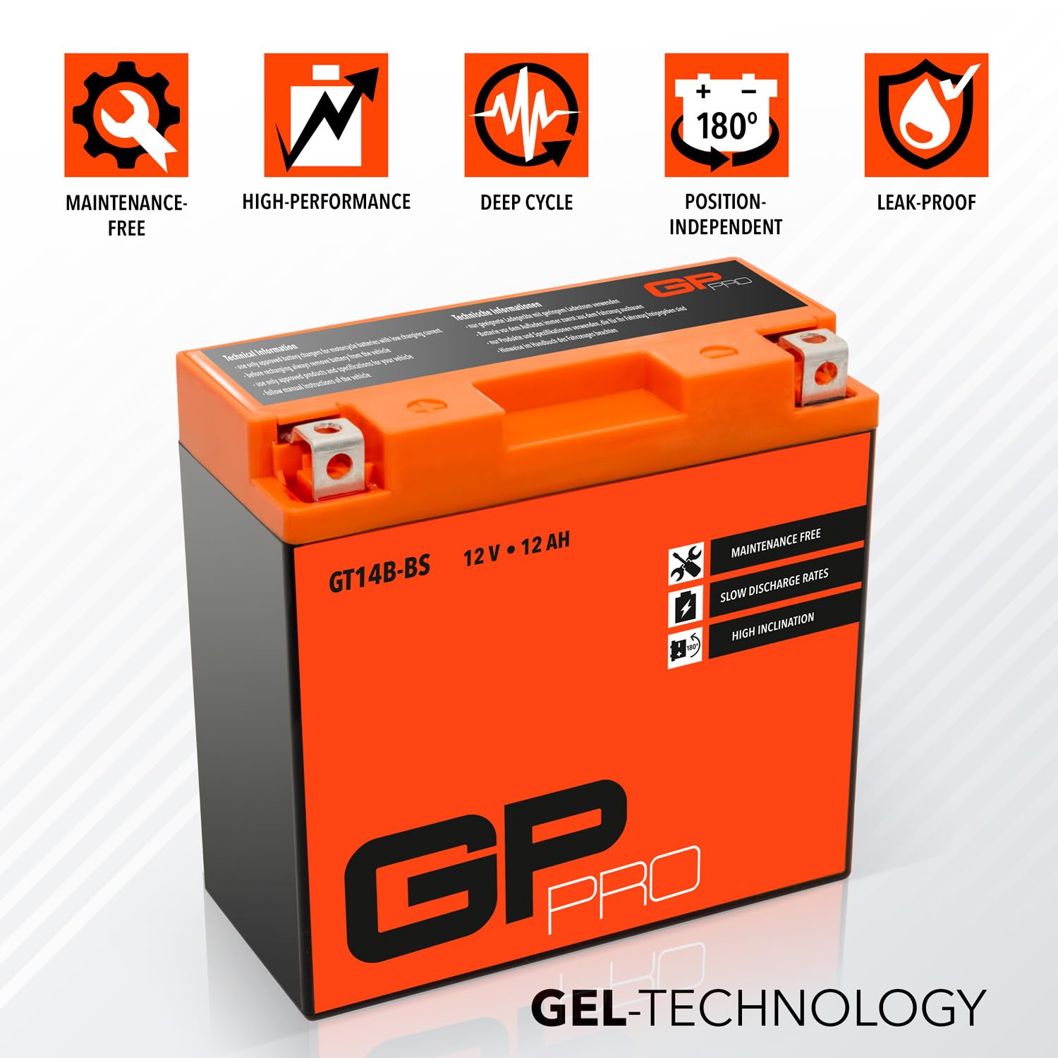 Akumulator żelowy GP-PRO GT14B-BS 12V 12Ah 210A bezobsługowy