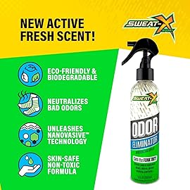 Sweat X Sport Extreme Odor Spray - Multipurpose Deodorizer for Stinky Shoes, Clothes, Sports Equipment & All Fabrics - Concentrated Formula, No Washing Required - Active Fresh Scent - 8 Fl Oz