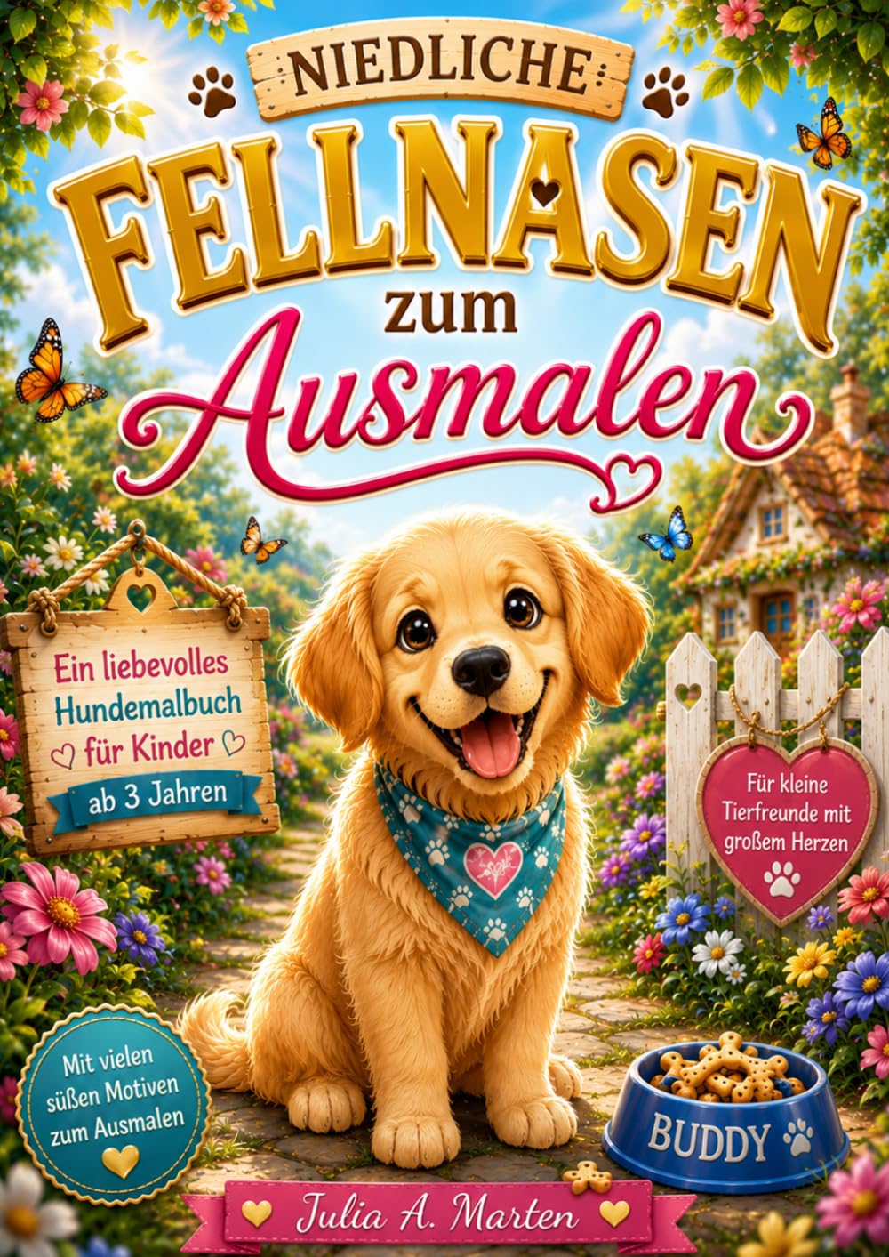 Niedliche Fellnasen zum Ausmalen: Ein liebevolles Hundemalbuch für Kinder ab 3 Jahren