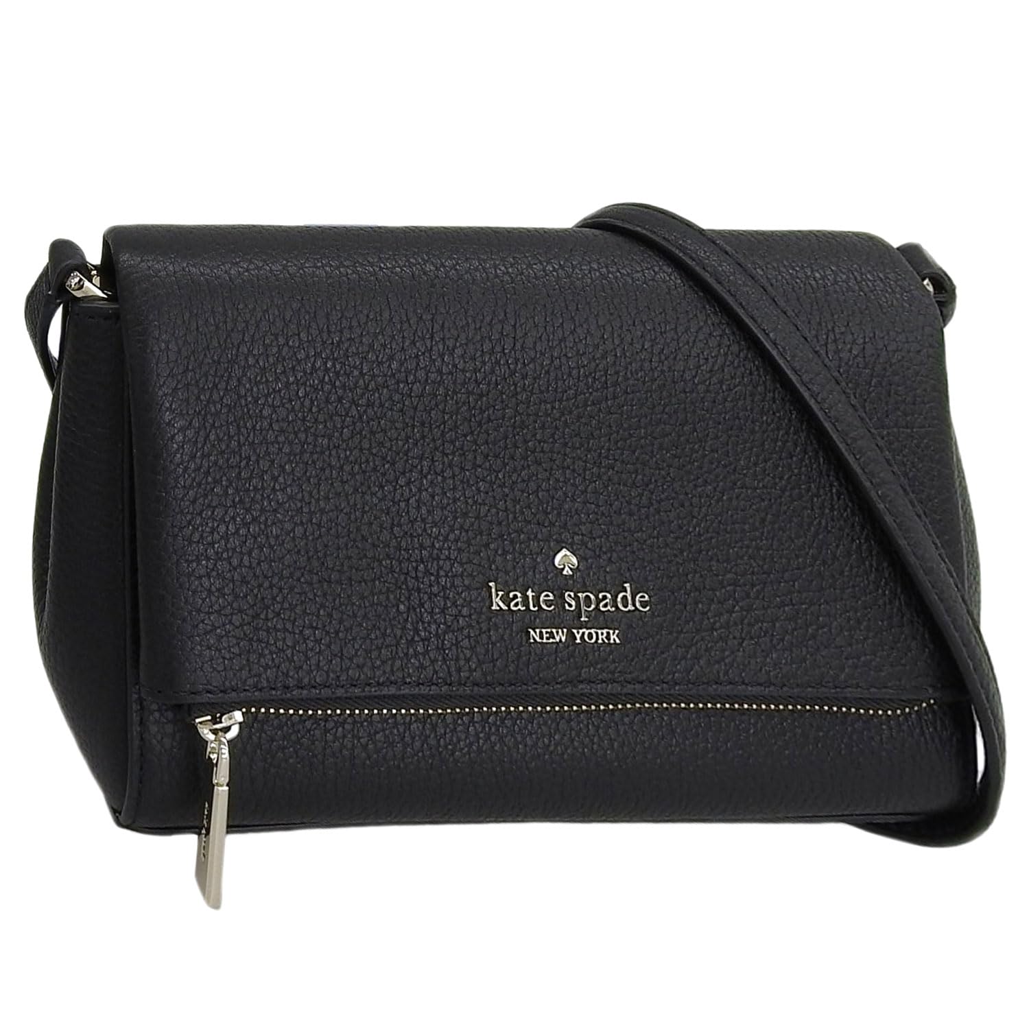 Kate Spade KE487 001 kate spade Women's Shoulder Bag, Shoulder Bag, Outlet Brand, Leather, Black, Leila, Flap Zip, Crossbody, Black