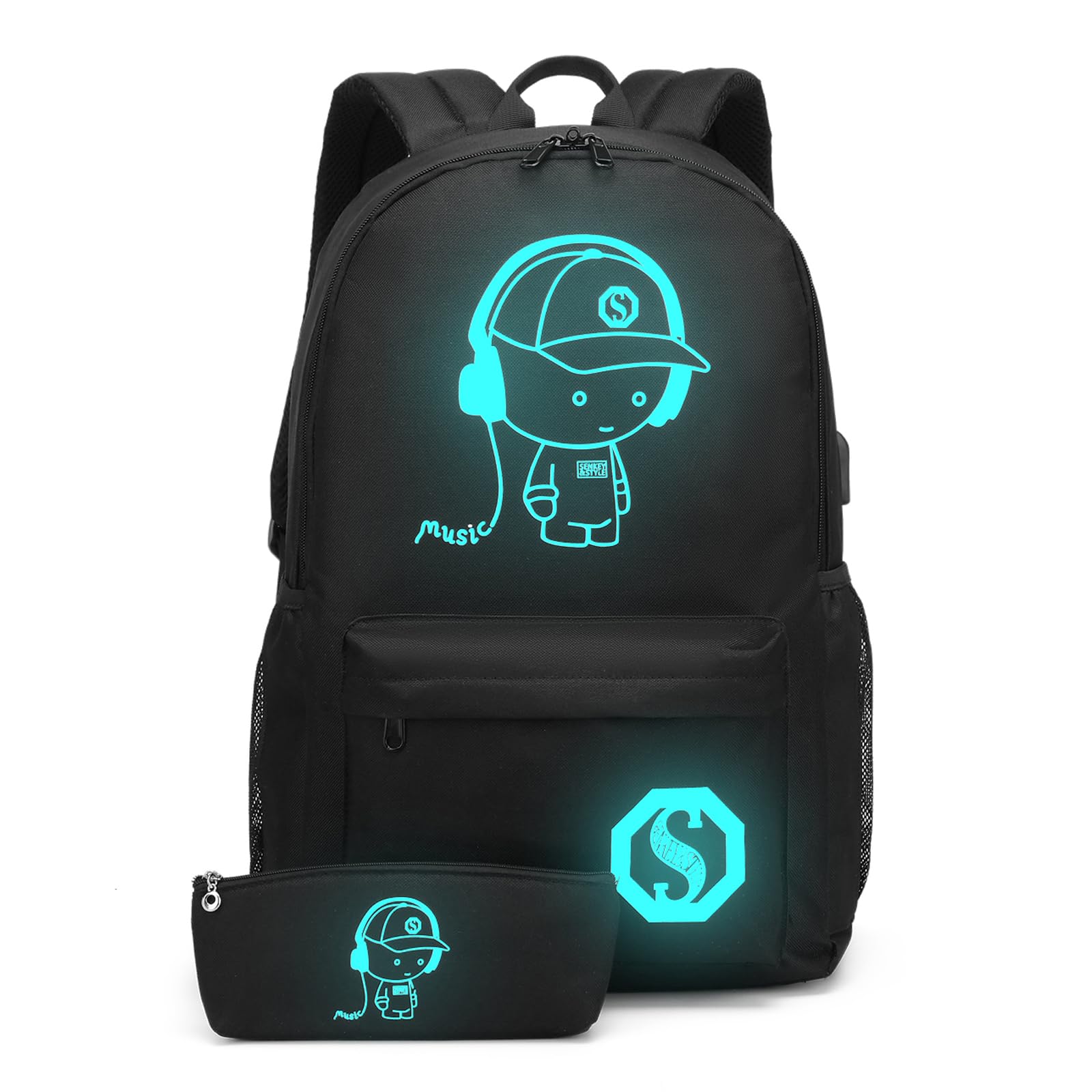Kono School Bags for Girls Boys Children Luminous Backpack Primary Secondary High School Bookbag Lightweight Teenagers Casual Daypack