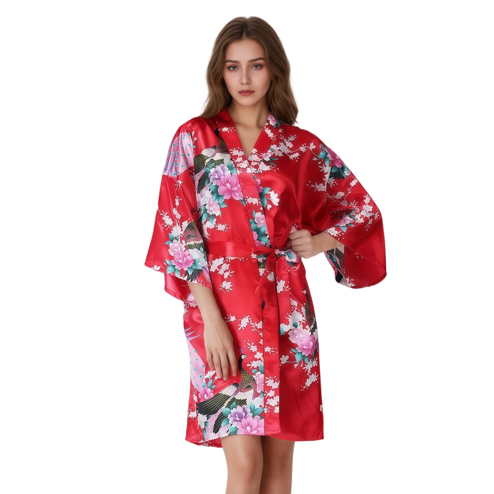 KRUIHAN Japanische Frauen Kimono Strickjacke Nachthemd Yukat