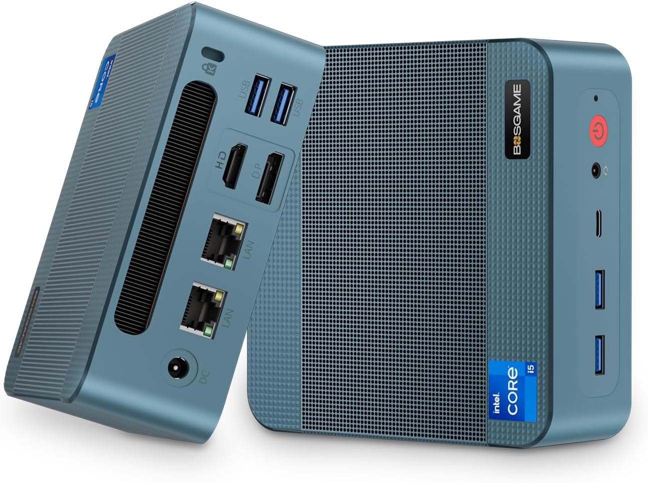 BOSGAME Mini PC Intel Core-i5 12600H(12C/20T, up to 4.5GHz) 16GB DDR4 512GB NVMe SSD, Dual LAN Mini Computers with 4K Triple Display,HDMI+DP+USB-C, WiFi 6E+Bluetooth 5.2