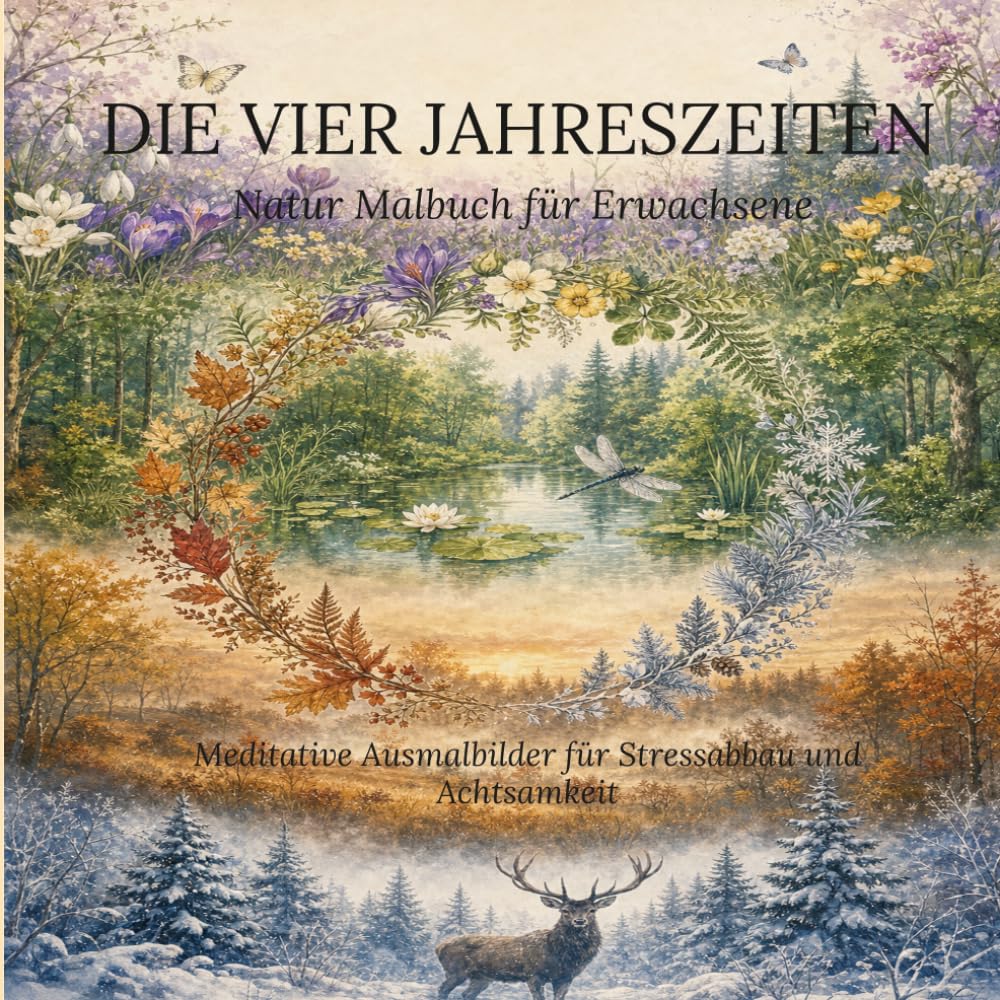 Die vier Jahreszeiten – Natur-Malbuch für Erwachsene: 40 meditative Ausmalbilder für Stressabbau und Achtsamkeit