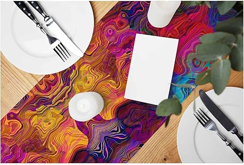 Miniatura 8 de HOSNYE Camino de mesa rosa flamenco y flores tropicales, camino de mesa de lino de algodón para decoración de cocina, mesa familiar, mesa de