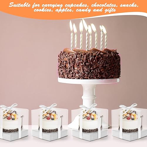 Vista 37 de Paquete de 12 cajas de plástico transparente para cupcakes, contenedores individuales dorados de 3.5 pulgadas, desechables individuales para tartas