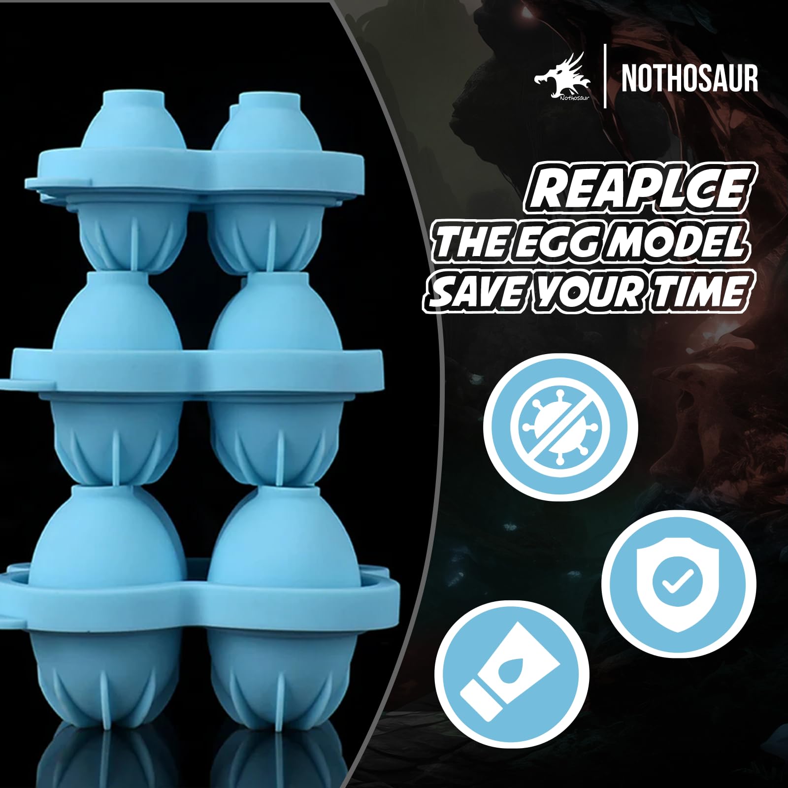 Set of 3, Nothosaur Big OGG 2 inch (5cm) Handmade Platinum Silicone Egg Waterproof Fantasy Stimulator Squishy Eggs for Ovipositors - Random Color: 2 inches Random Color