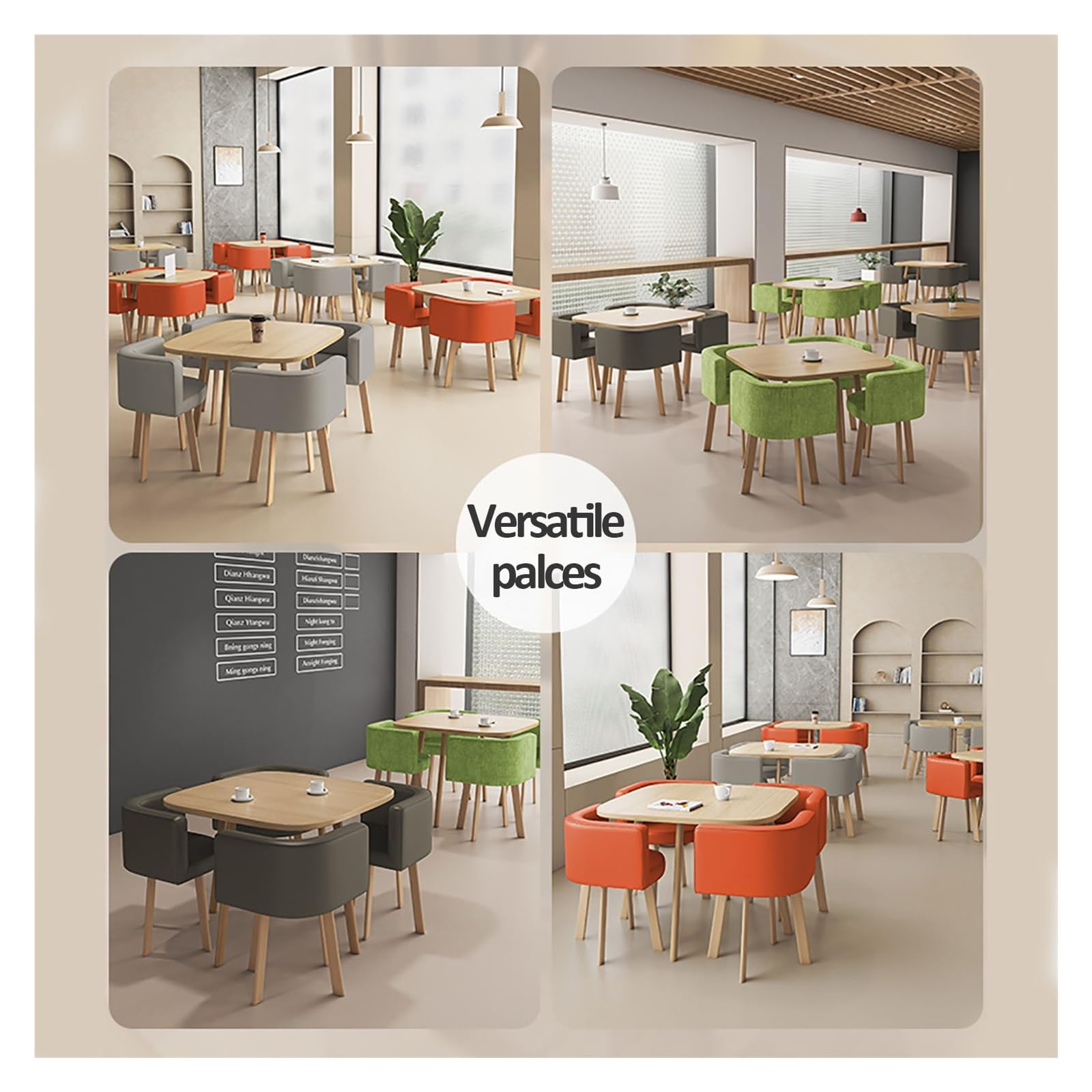Elegante juego de mesa y silla de recepción de oficina, pequeña mesa de negociación para sala de estar, cafetería, restaurantes, moderno conjunto de muebles de comedor y ocio